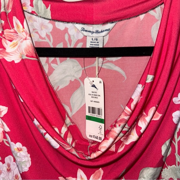 NWT Tommy Bahama Stretchy Petal of Honor Cowl Neck Drape Dress Size Large Pink - Picture 4 of 13